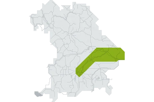 Grafik des Tarifbereichs Donau Isar in Bayern