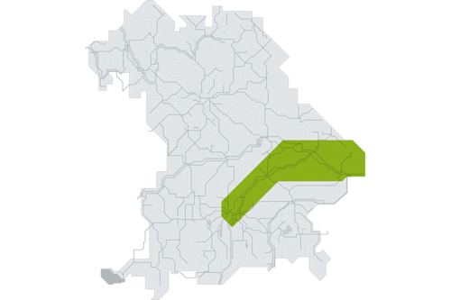 Grafik des Tarifbereichs Donau Isar in Bayern