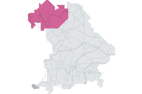 Grafik des Tarifbereichs Main Spessart in Bayern