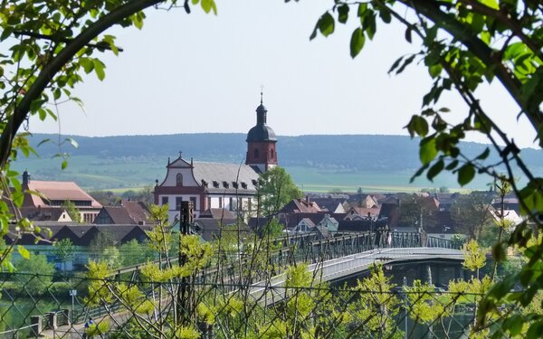 Alte Mainbrücke mit Blick auf Zellingen