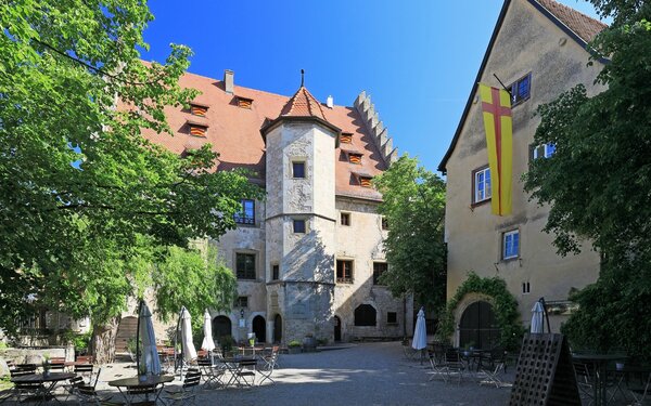 Das Schloss Sommerhausen, Blick in den Innenhof , Foto: Uwe Miethe, Lizenz: DB