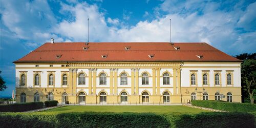 Schloss Dachau vor blauem Himmel