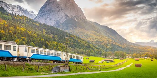 Zugspitzbahn vor Bergpanorama