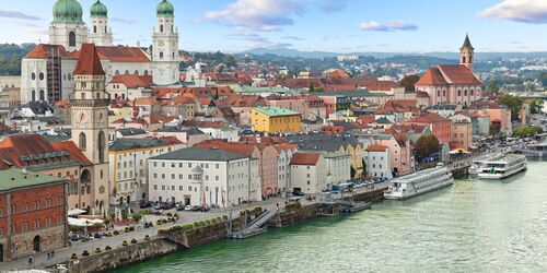 Blick auf Passau von der Luft