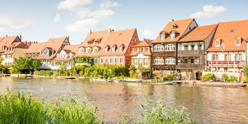 On the bank of the river Regnitz in Bamberg